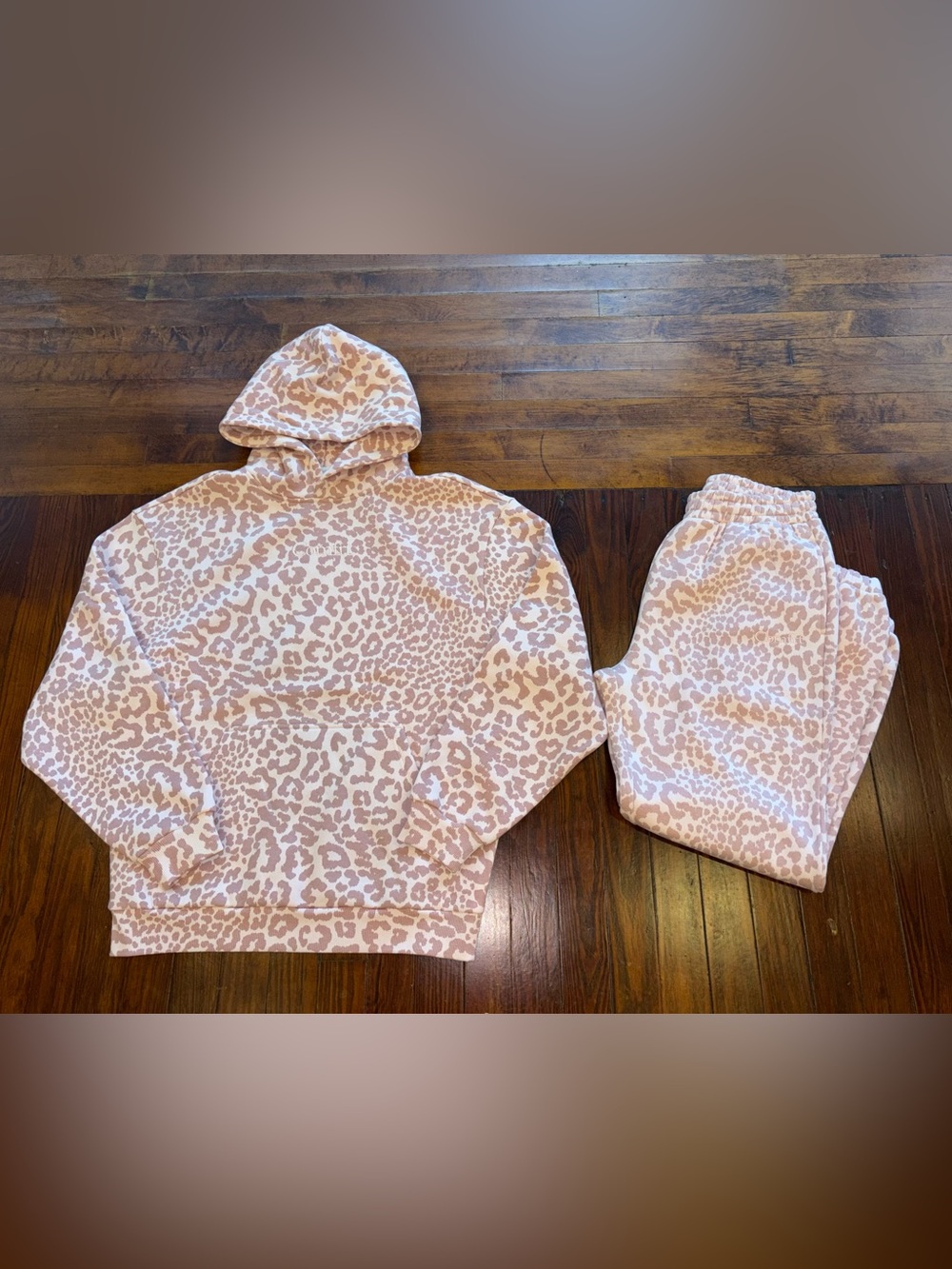 COMFRT signature hoodie and jogger set- blush leopard